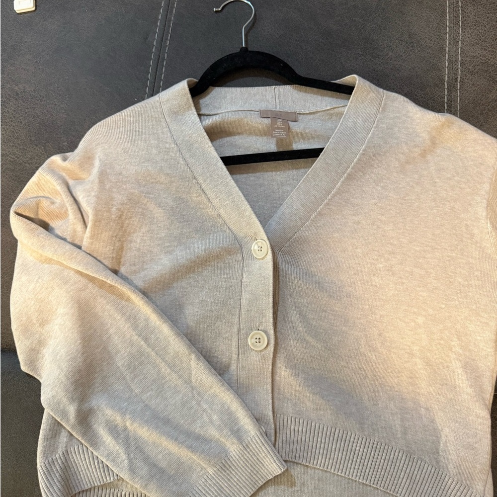 H&M Beige Button-Up Cardigan